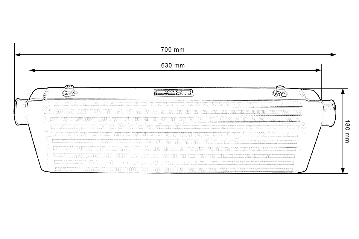 Välijäähdytin 550x180x65, 2,25" Bar & Plate, musta