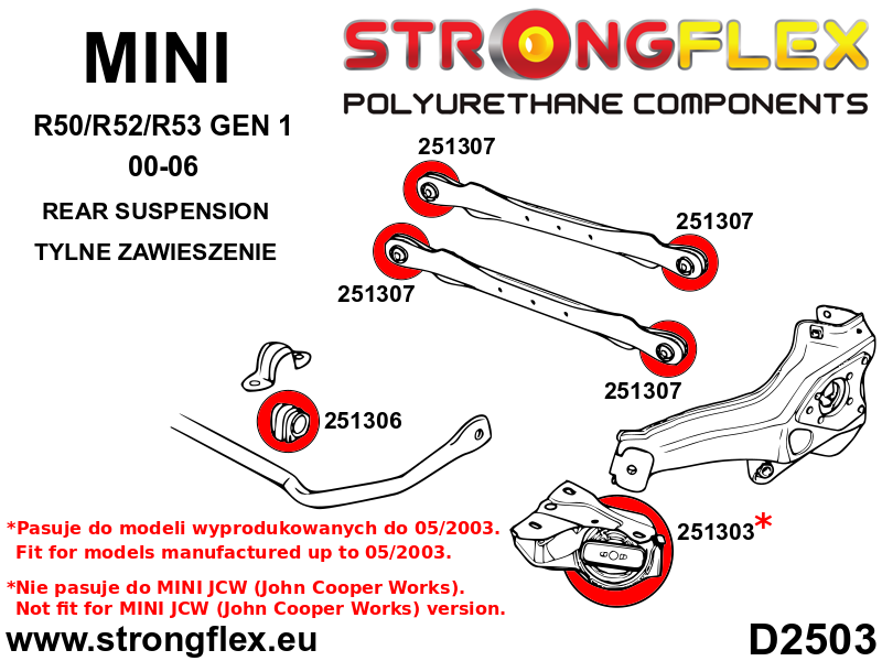 Strongflex Takapitkittäistukivarren pusla 80mm 251303